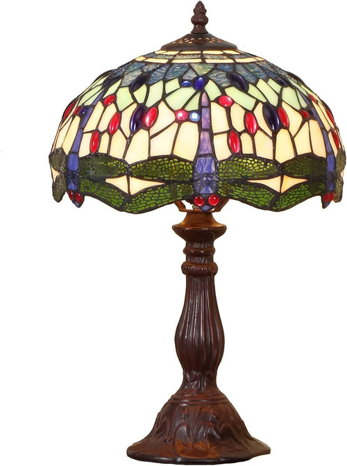 Tiffany Style Dragonfly Stained Glass Table Lamp 18in Bedside Light