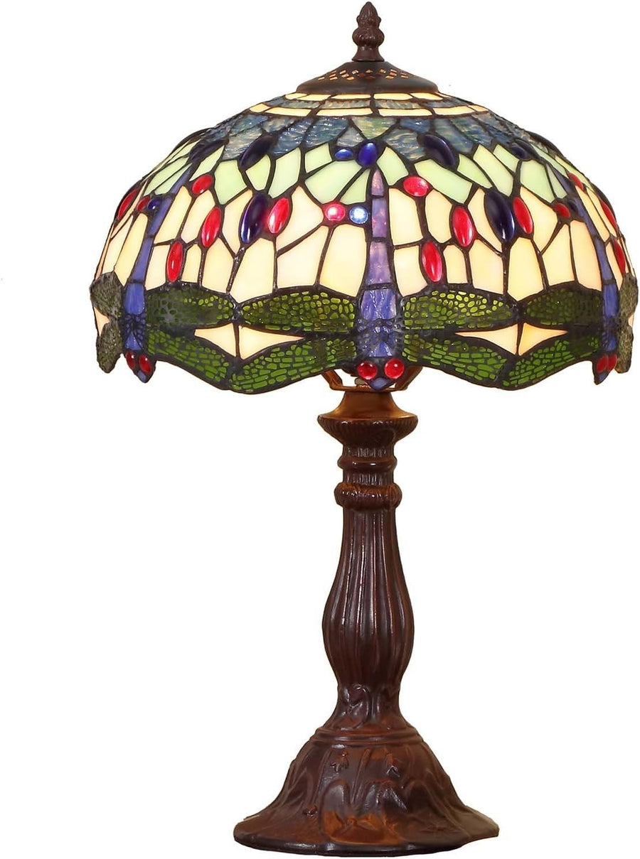 Tiffany Style Dragonfly Stained Glass Table Lamp 18in Bedside Light