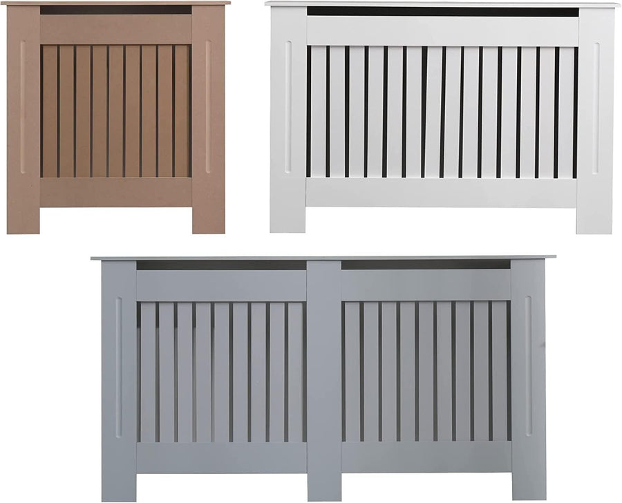 Small White Radiator Cover | Modern MDF Vertical Slat Cabinet Heat Efficient