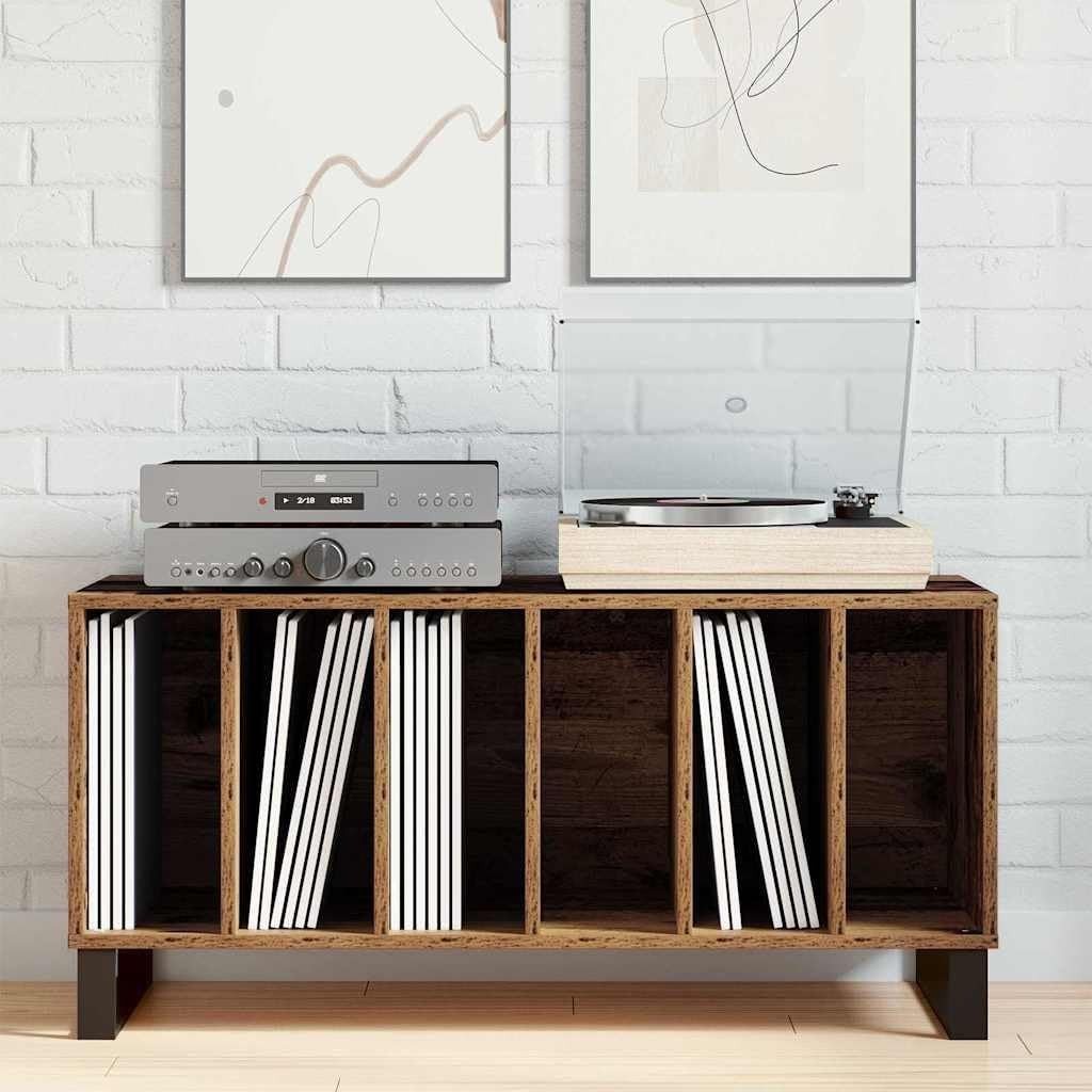 Rustic Solid Wood Media Storage Cabinet with 5 Shelves – Durable & Stylish