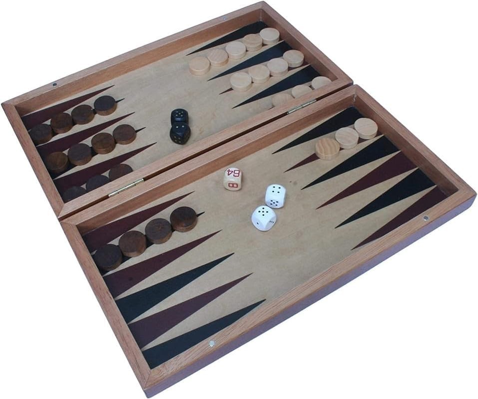 Wooden Backgammon Set Magnetic Folding Travel Board Game Gift