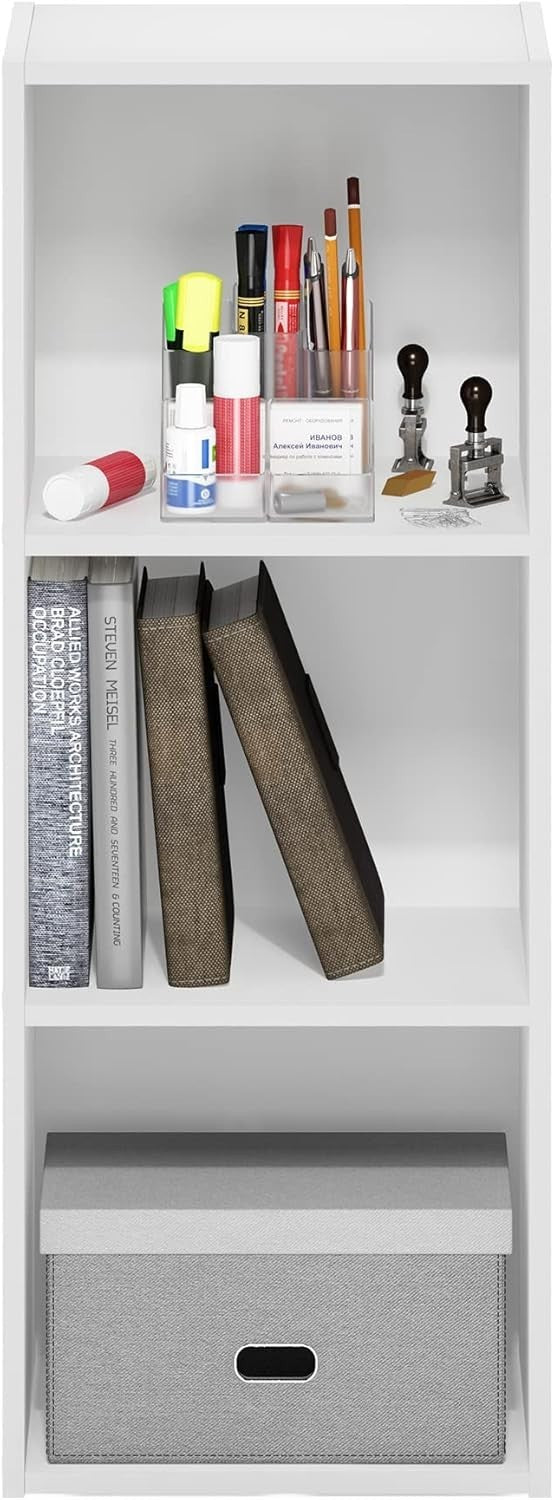 3 Cube No Tool Bookcase Small Storage Shelf Compact Organizer Bookshelf White