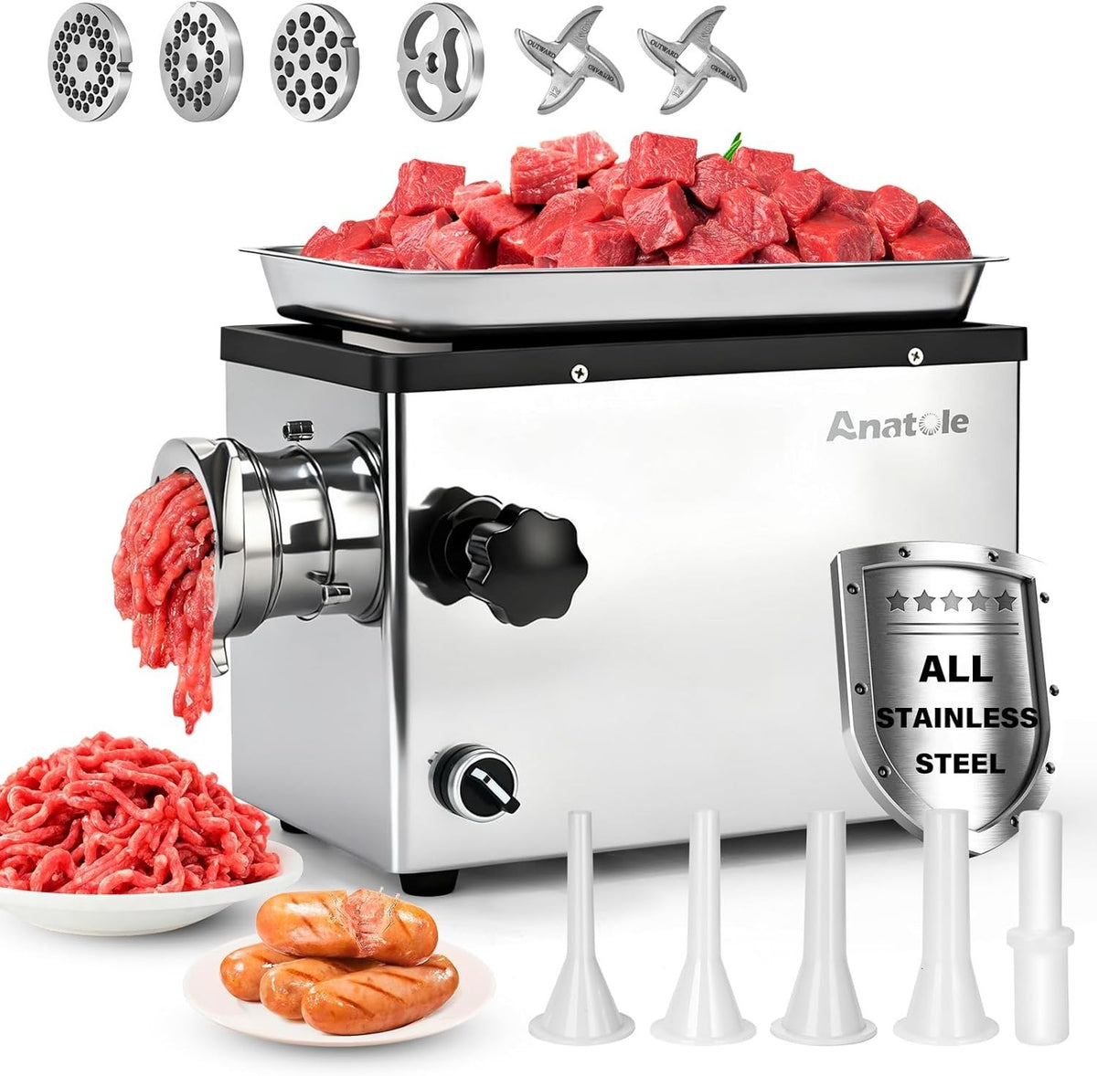 1100W Commercial Meat Grinder Stainless Steel Sausage Maker