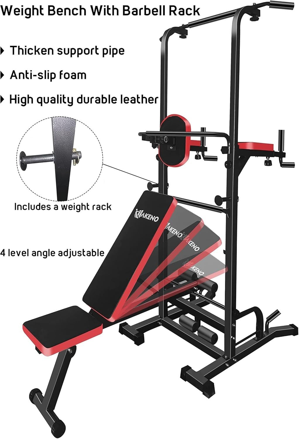 Black Multifunction Power Tower Dip Station Pull-Up Bench Home Gym 550lbBlack Mu