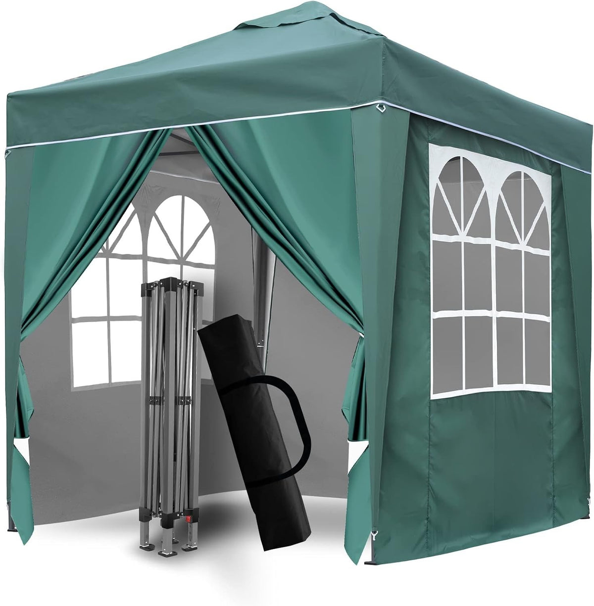2x2M Green Pop Up Gazebo With Removable Sides Waterproof Outdoor Tent