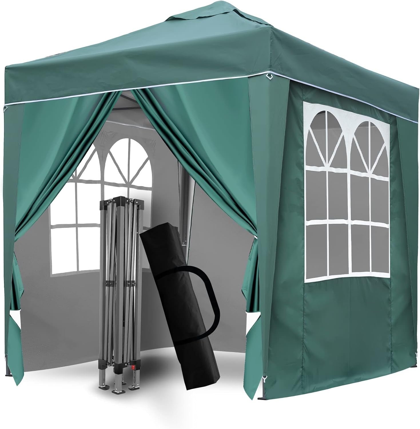 2x2M Green Pop Up Gazebo With Removable Sides Waterproof Outdoor Tent