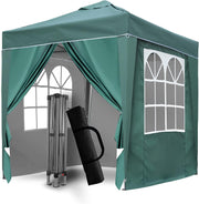 2x2M Green Pop Up Gazebo With Removable Sides Waterproof Outdoor Tent