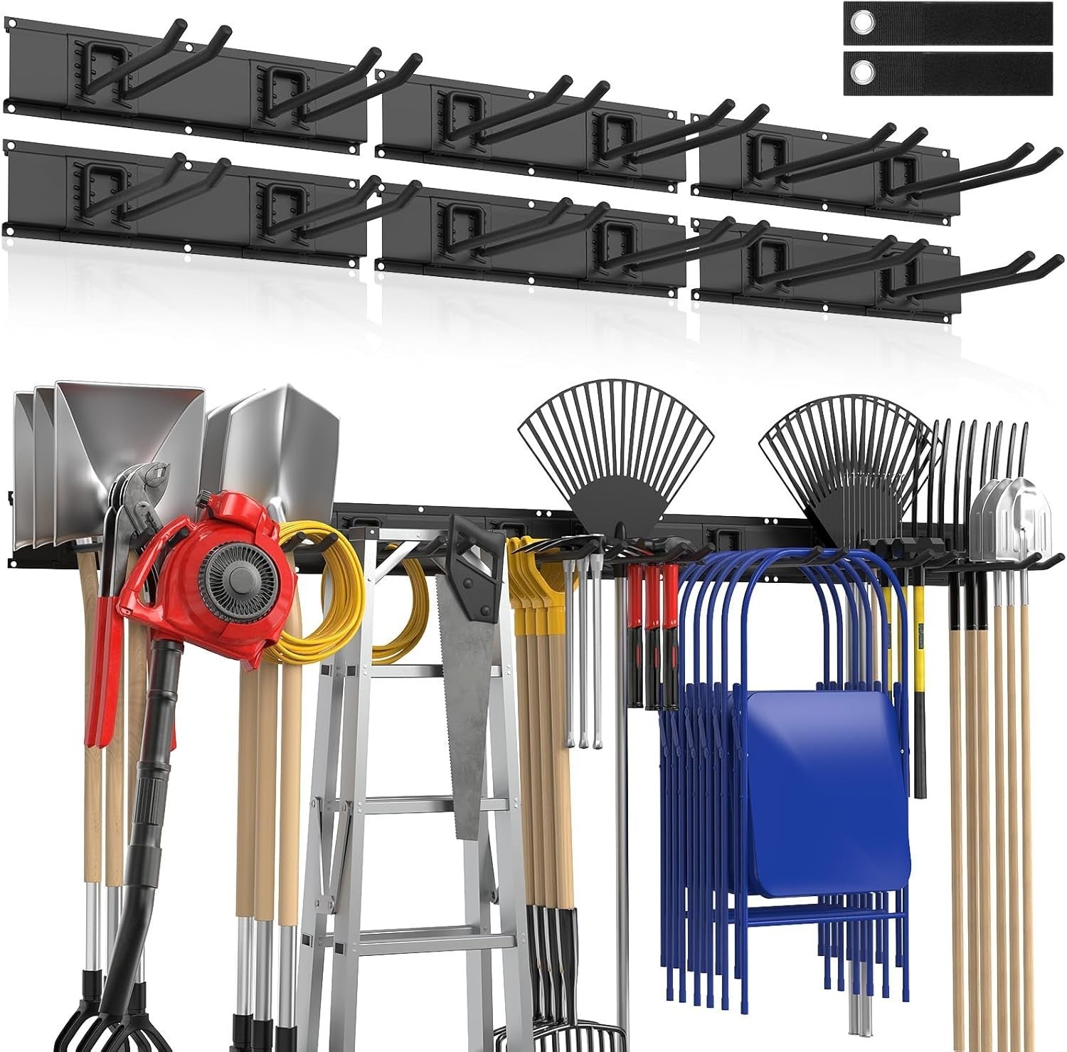 Heavy Duty Wall Mounted Garden Tool Organizer 96 Inch 12 Hooks