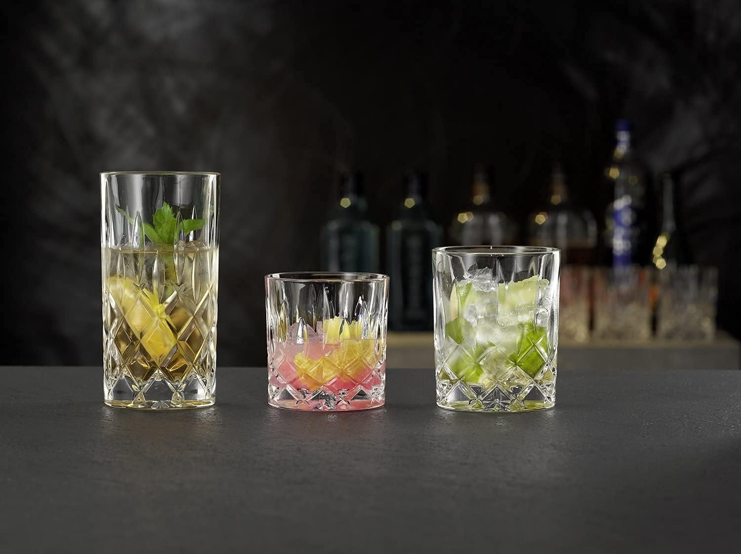 Crystal Highball Glasses Set of 4 | 375ml Cut Glass Tumblers for Cocktails