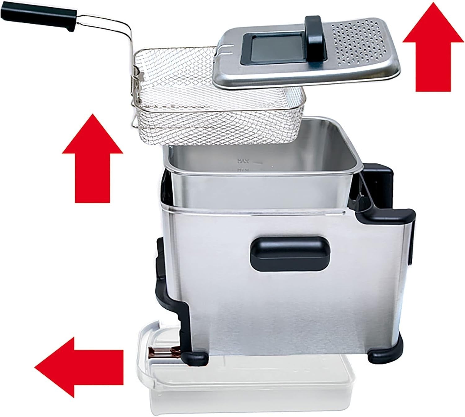1500W Electric Deep Fat Fryer 2L Easy Oil Filtration Compact Design