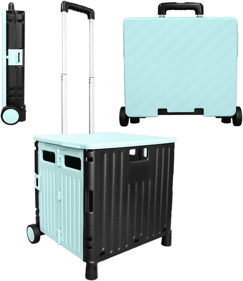 Lightweight 60L 4-Wheel Foldable Trolley for Groceries & Laundry