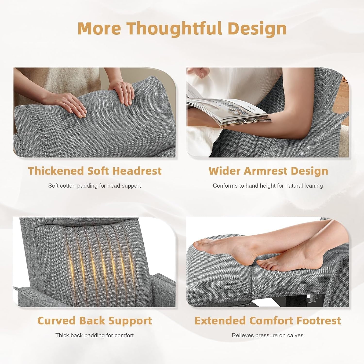 Swivel Rocking Recliner Chair Massage Heat 135° Recline Footrest Pockets