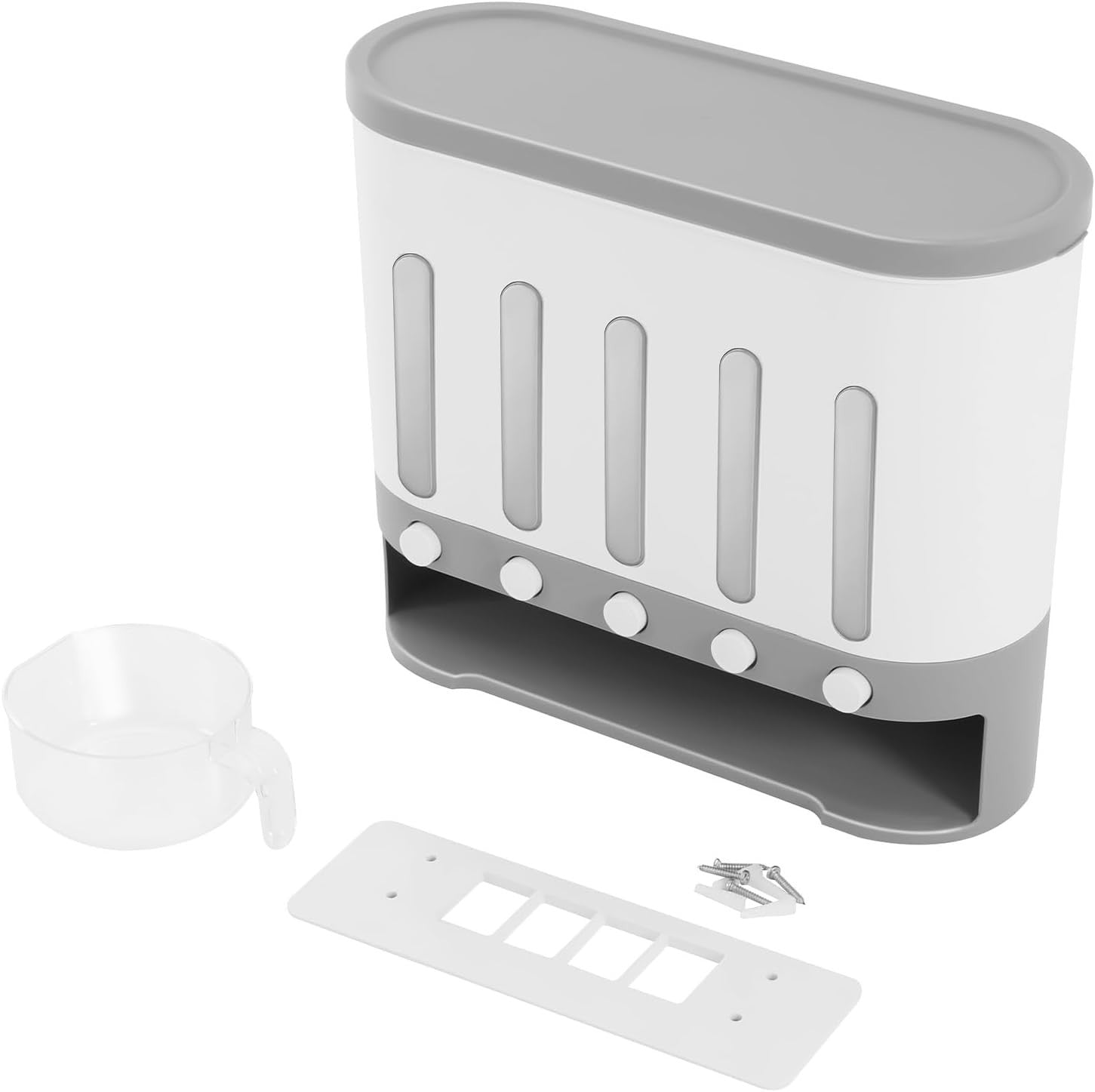 5 Grid Wall Mounted Dry Food Dispenser Rice Grain Storage Container