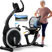 Recumbent Exercise Bike Magnetic Bluetooth LCD Quiet Adjustable Seat