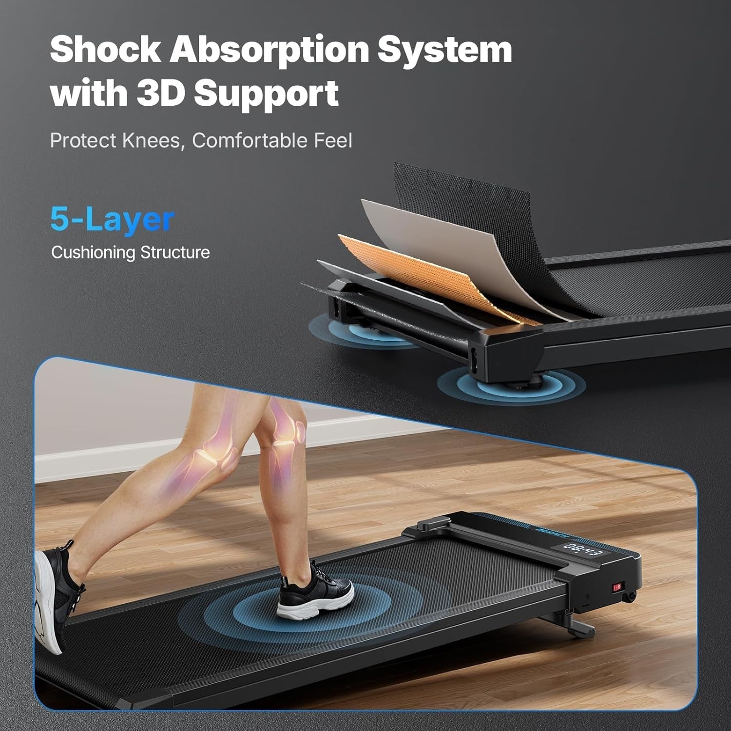 Under Desk Treadmill Walking Pad 5% Incline Quiet App Remote Home Office