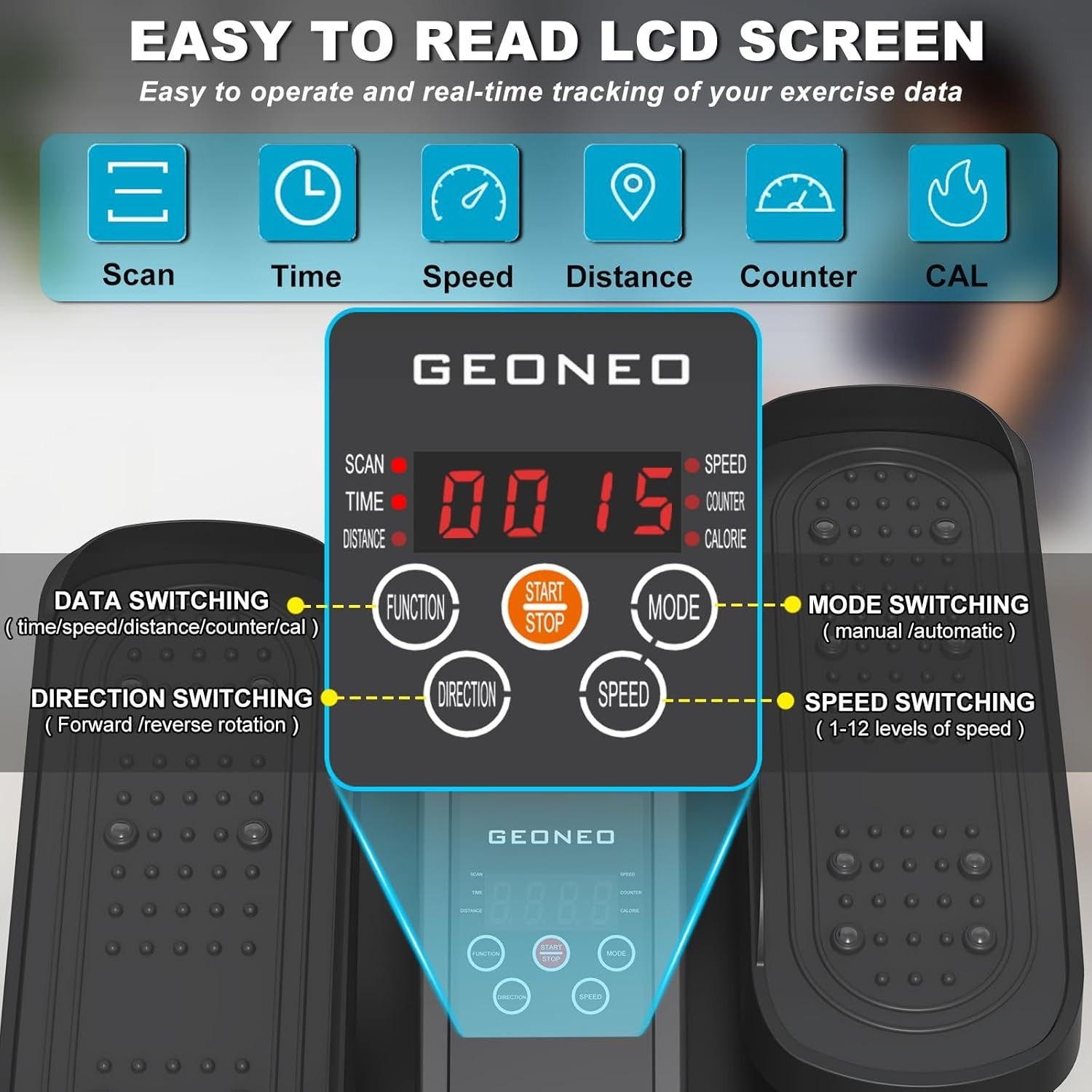 Under Desk Elliptical Machine Quiet Seated Pedal Exerciser Remote Control