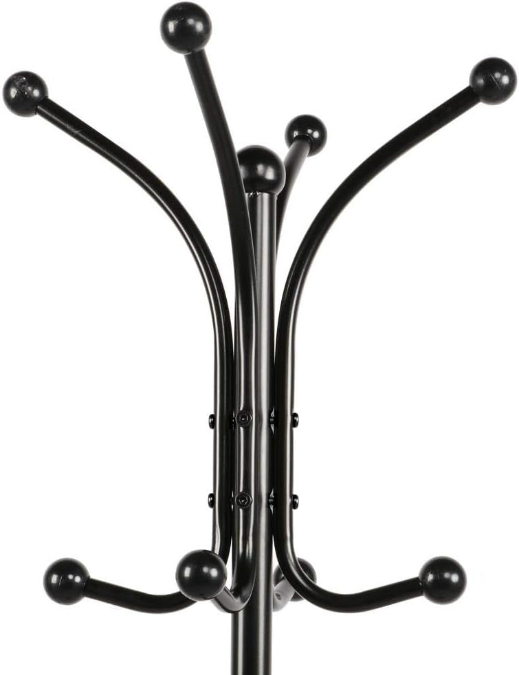Metal Coat Rack Stand with Umbrella Holder | 8 Hooks Free Standing Tree