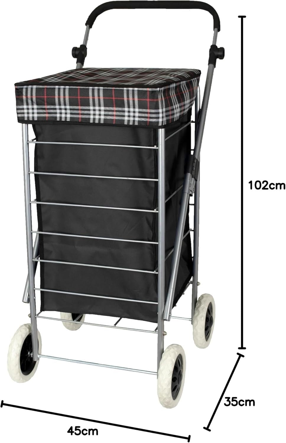 4 Wheel Shopping Trolley Cart 54L Lightweight Waterproof Heavy Duty
