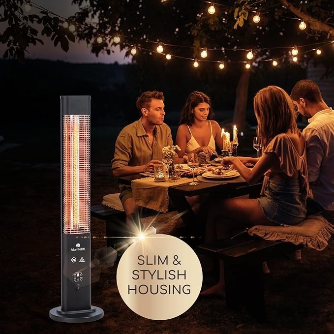 1200W Infrared Radiant Heater Tower Remote Control, Timer, Outdoor Safe