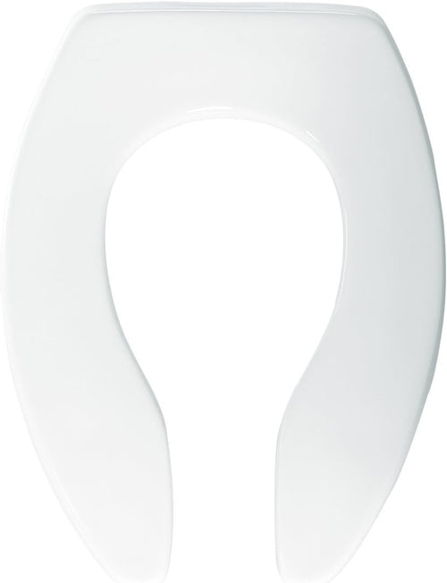 Elongated Toilet Seat White Self-Sustaining Heavy Duty Plastic