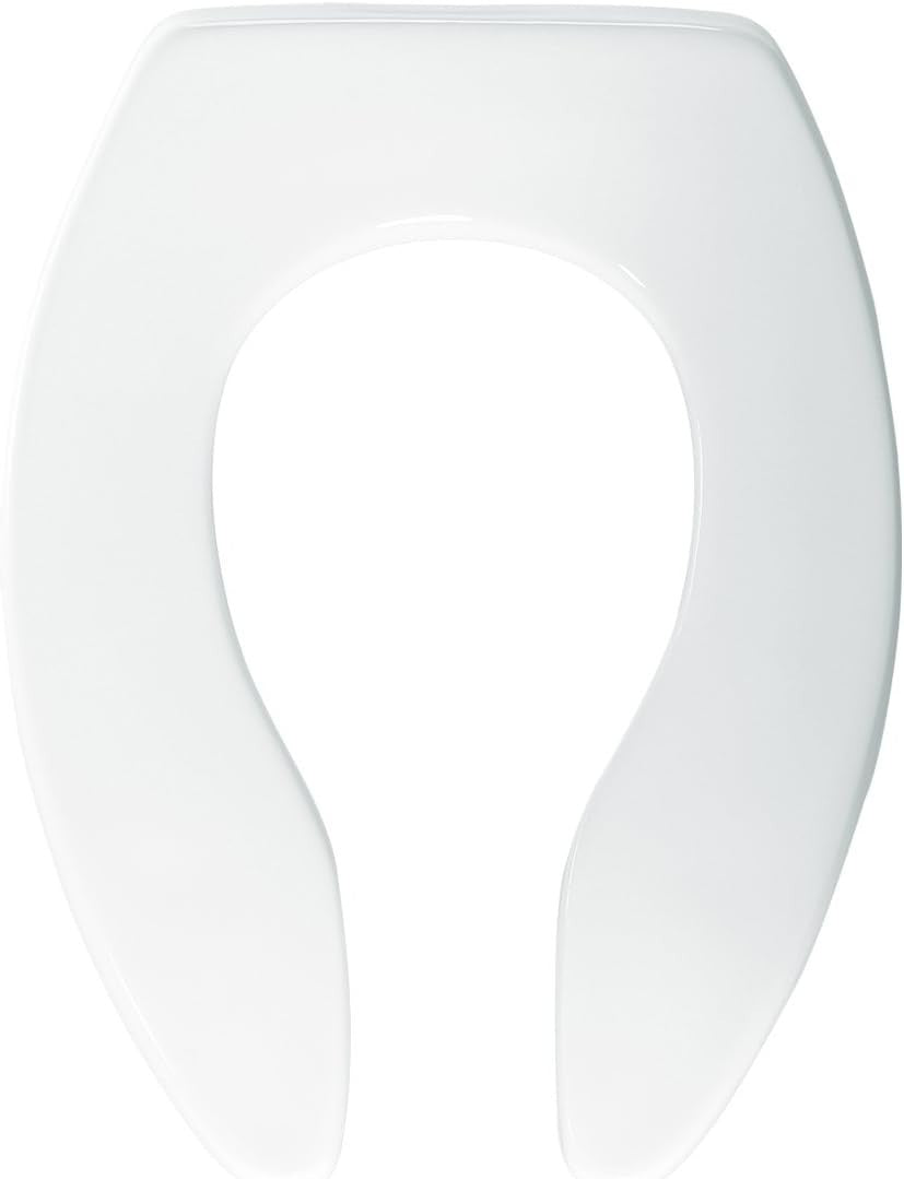 Elongated Toilet Seat White Self-Sustaining Heavy Duty Plastic