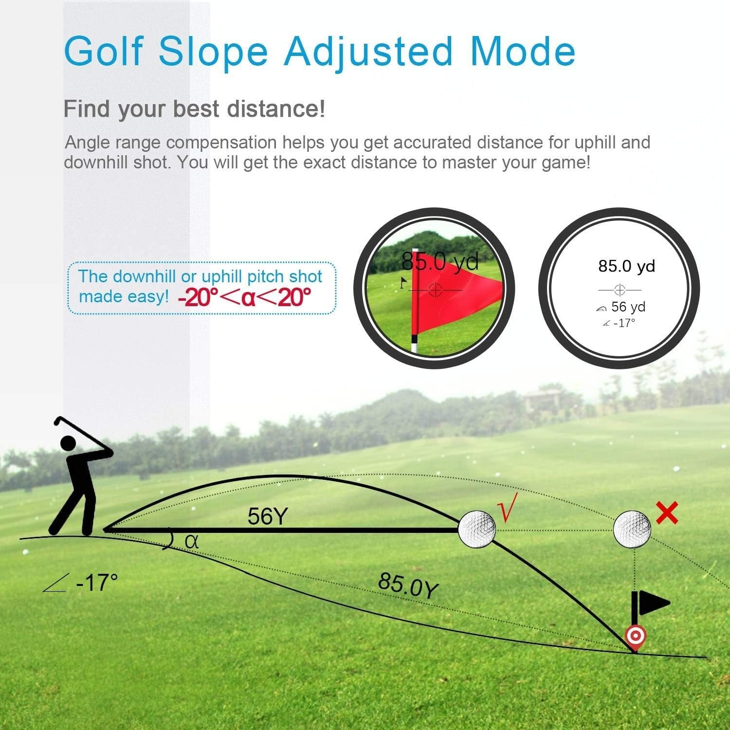 Golf Range Finder 660 Yards Slope Flag Lock Laser Accuracy Compact