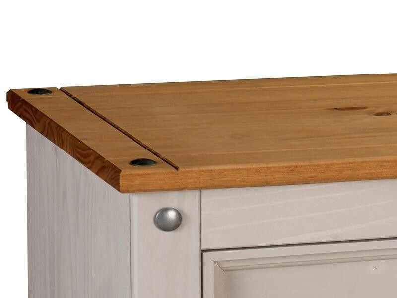 Grey 6 Drawer Chest Solid Pine Rustic Sideboard Bedroom Storage Unit 132cm