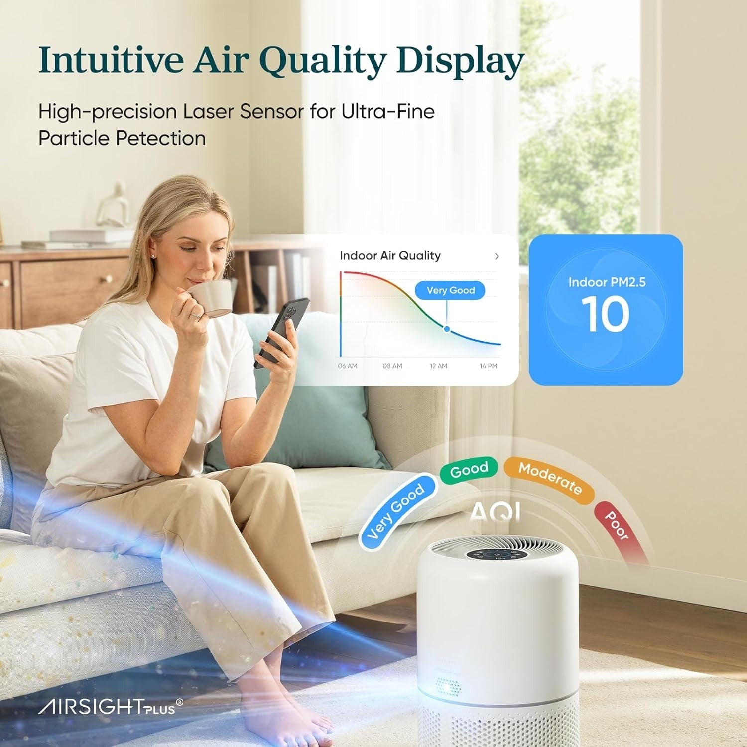 Smart HEPA Air Purifier 108m² CADR 258 Auto Sleep App Alexa