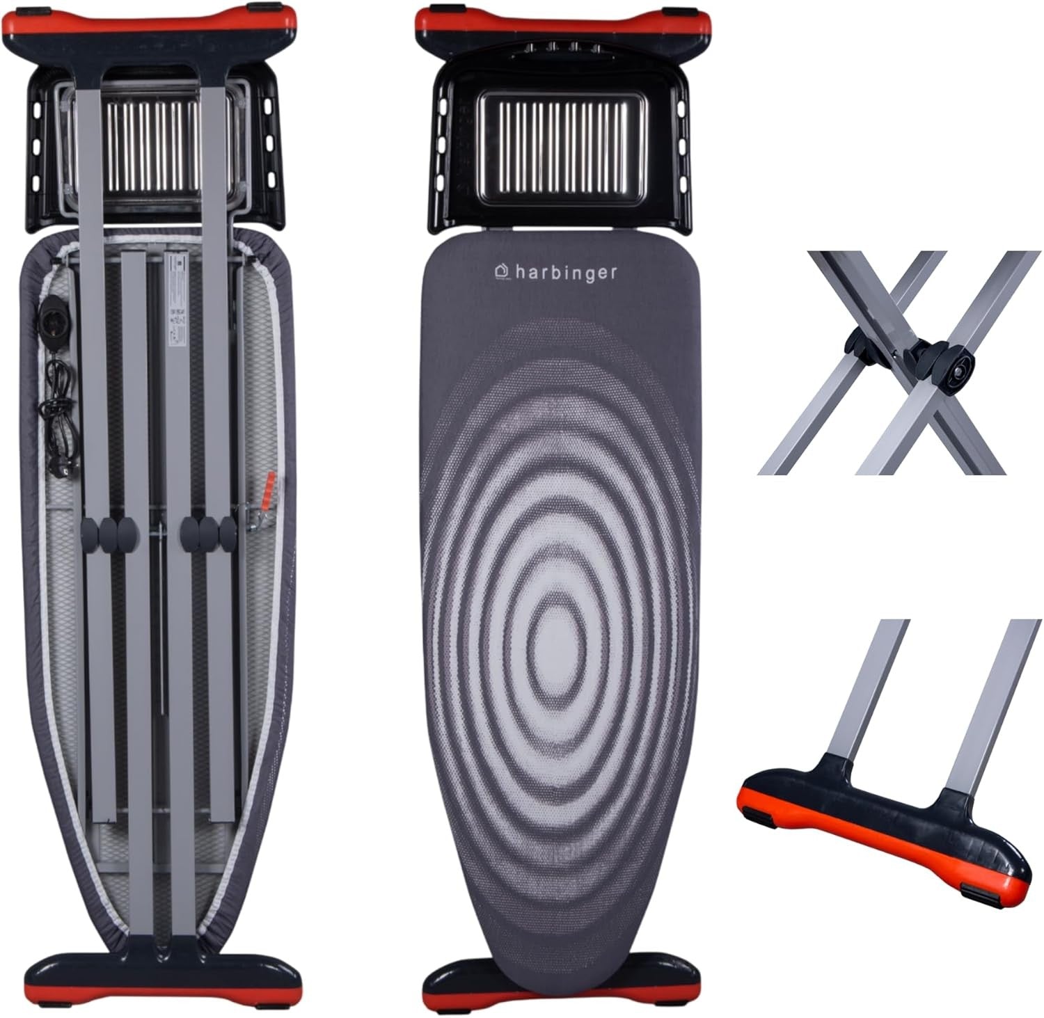 Extra Wide Ironing Board XL 127x46cm Adjustable Height Grey Steam Holder