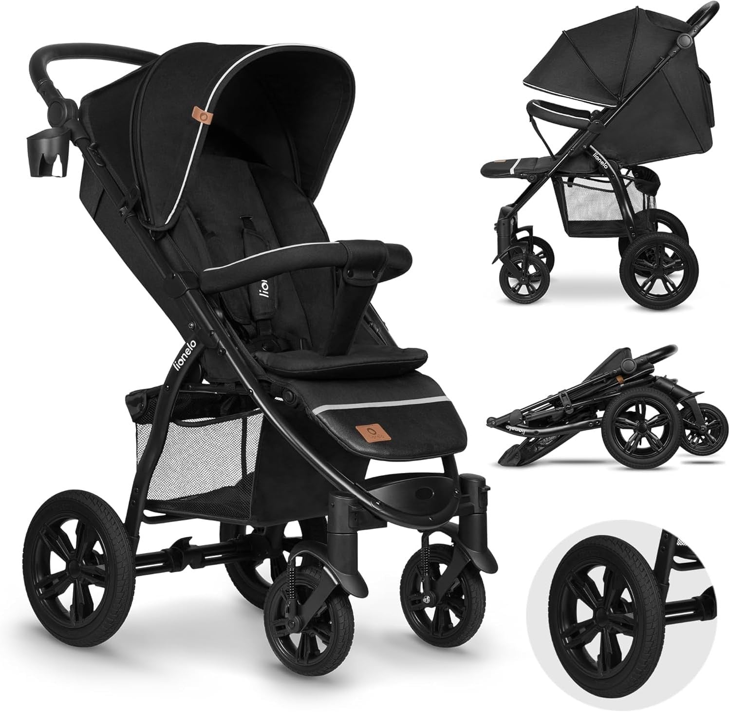 All Terrain Pushchair Lie Flat Newborn–4Y 22kg Foldable Stroller Carbon