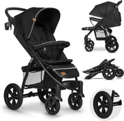 All Terrain Pushchair Lie Flat Newborn–4Y 22kg Foldable Stroller Carbon