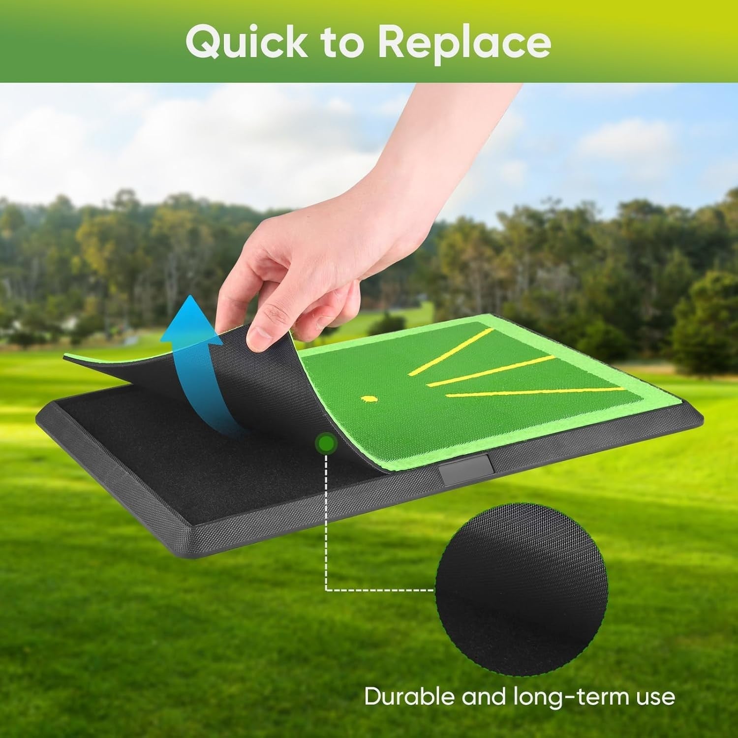 Golf Swing Mat 2 Pack Practice Hitting Mat with Anti Slip Base