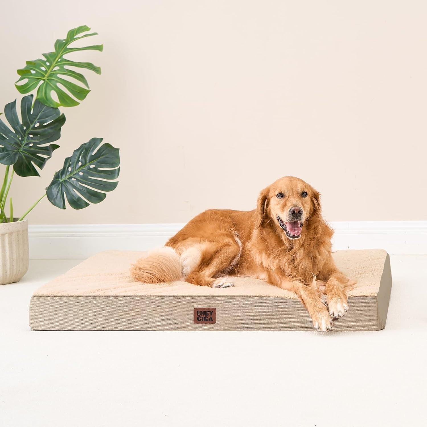 Orthopedic XL Dog Bed 119x73x9cm Washable Cover Non Slip Khaki