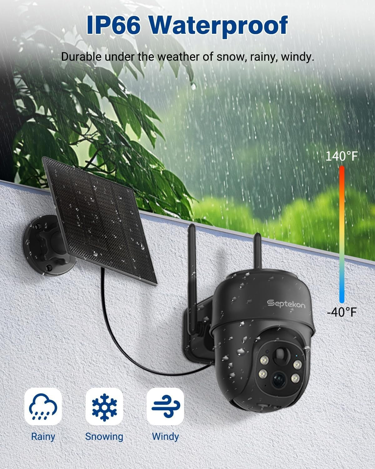 2K Solar Security Camera Wireless Outdoor PTZ 360° Night Vision WiFi
