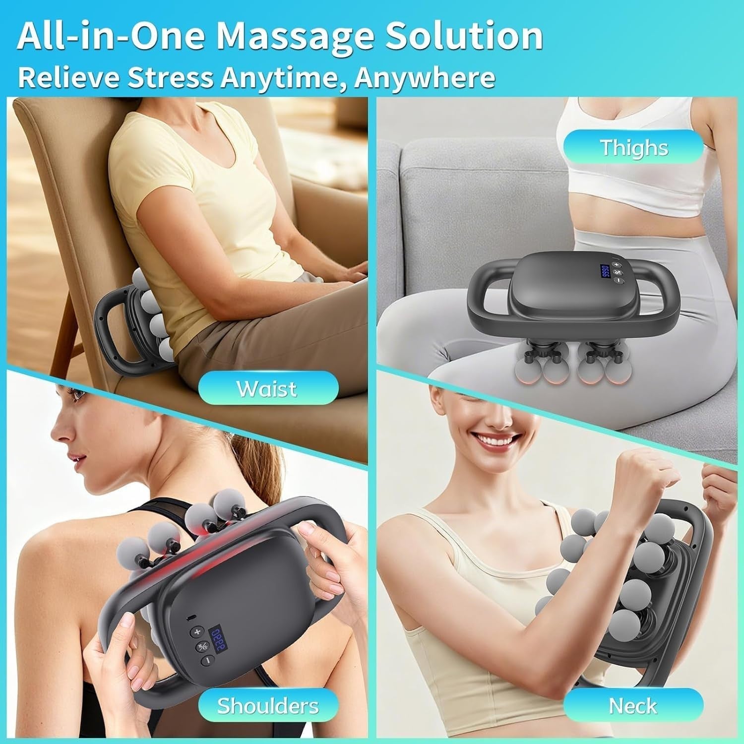 16 Head Deep Tissue Massage Gun 99 Speed Percussion Massager Full Body Relief