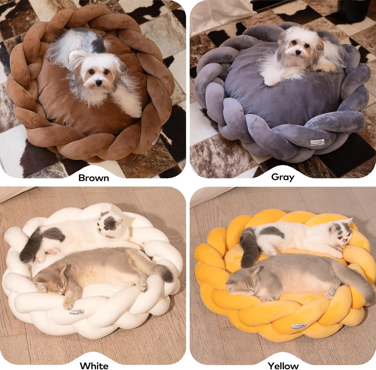 Large Orthopedic Cat Bed Braided Pet Sofa Washable Cushion Cozy Nest