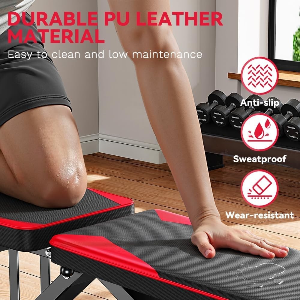 Adjustable Folding Weight Bench 660lb Capacity Resistance Bands Home Gym