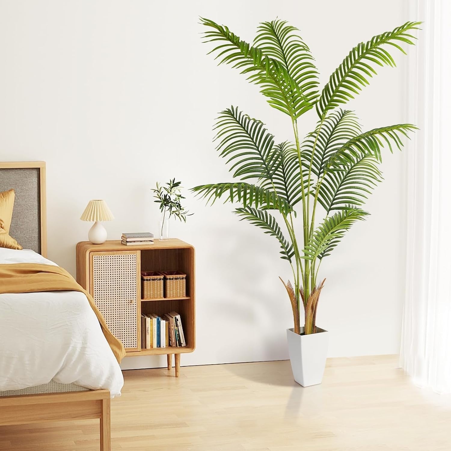 5ft Artificial Palm Tree with White Planter Indoor Fake Palm Home Decor Plant