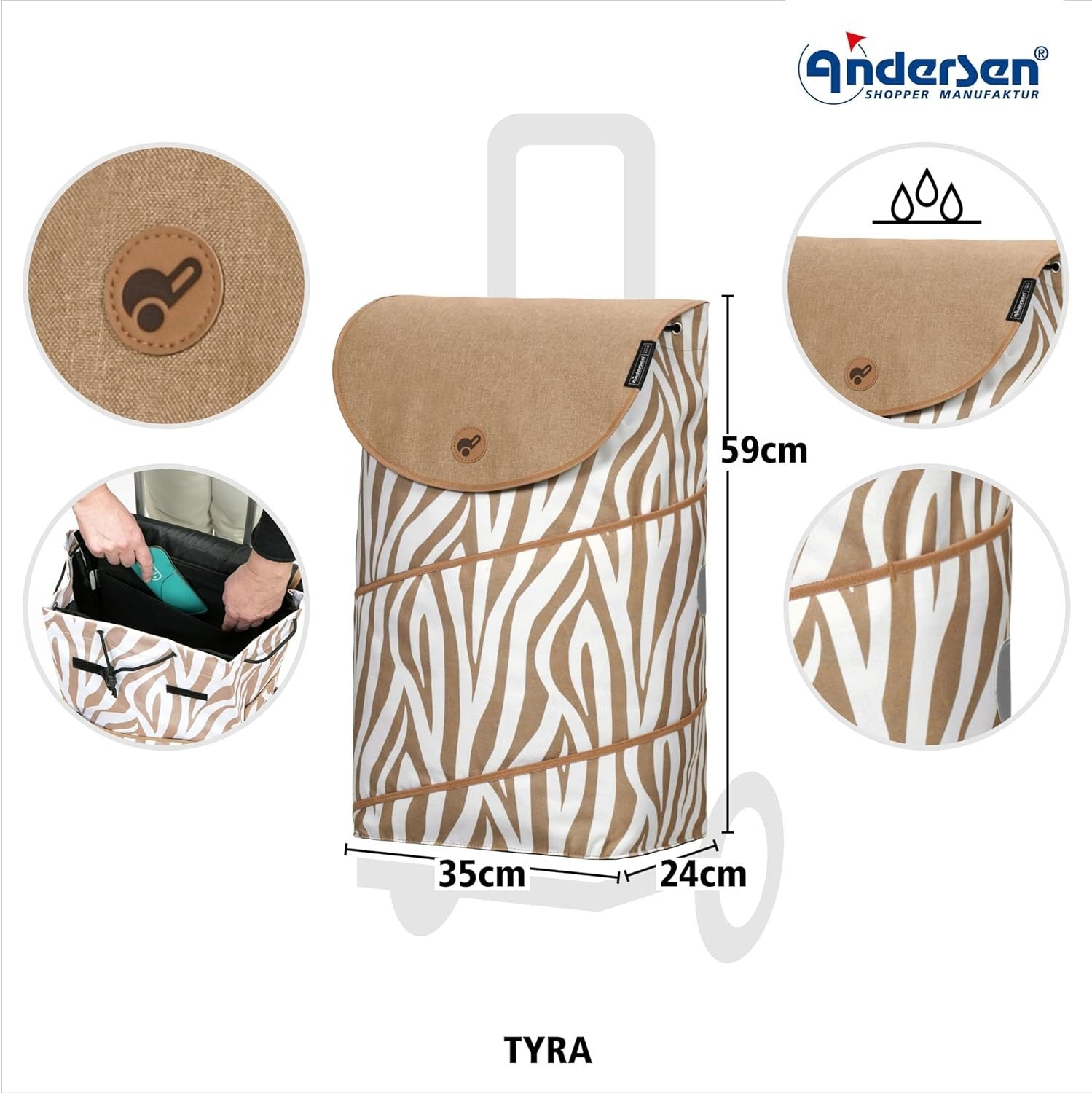 Foldable Stair Climber Shopping Trolley 46L Aluminium Zebra Print