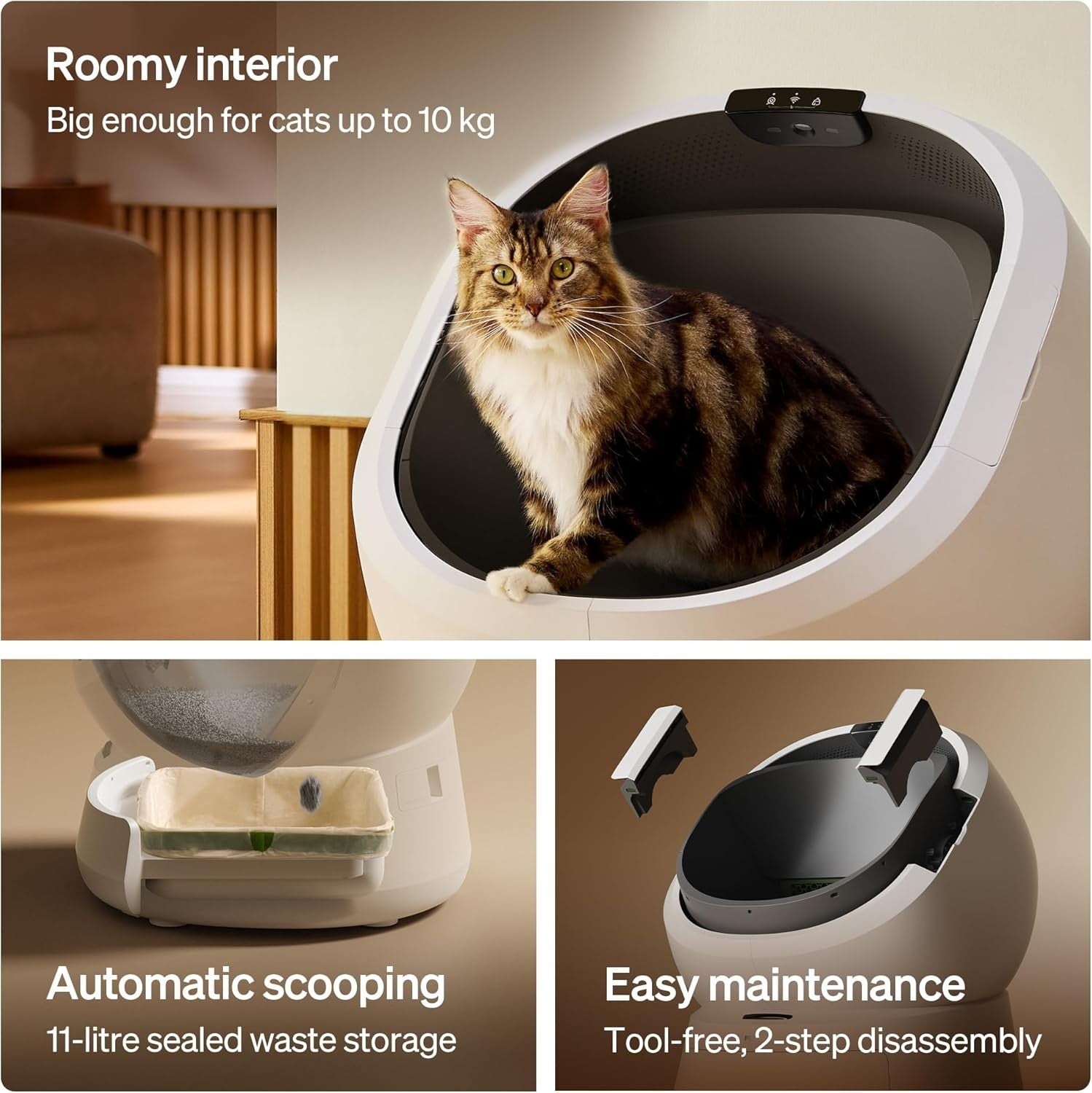 Self Cleaning Cat Litter Box AI Camera App Control Multi Cat Large