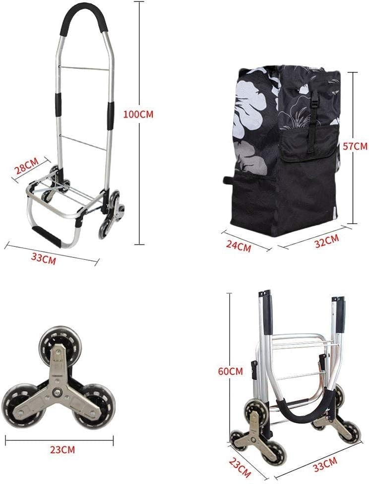 Folding 6-Wheel Stair Climber Shopping Trolley Cart 50kg Removable Bag