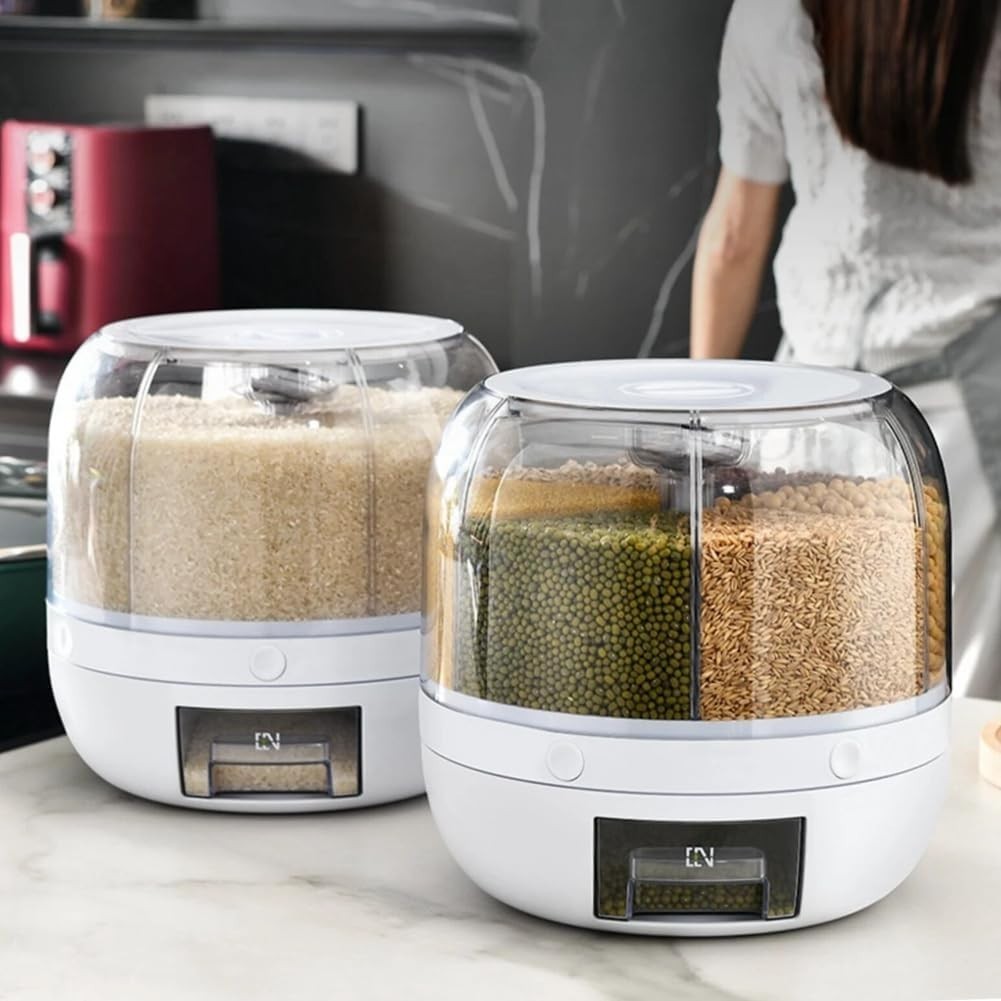 360° Rotating Grain Dispenser Airtight Rice Storage
