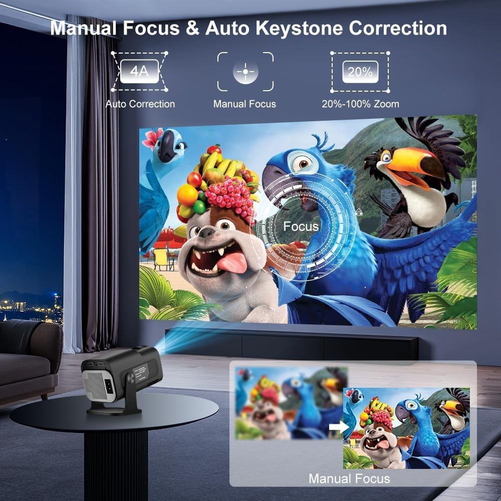 Short Throw Smart Projector 1080P 4K WiFi 6 Bluetooth Android