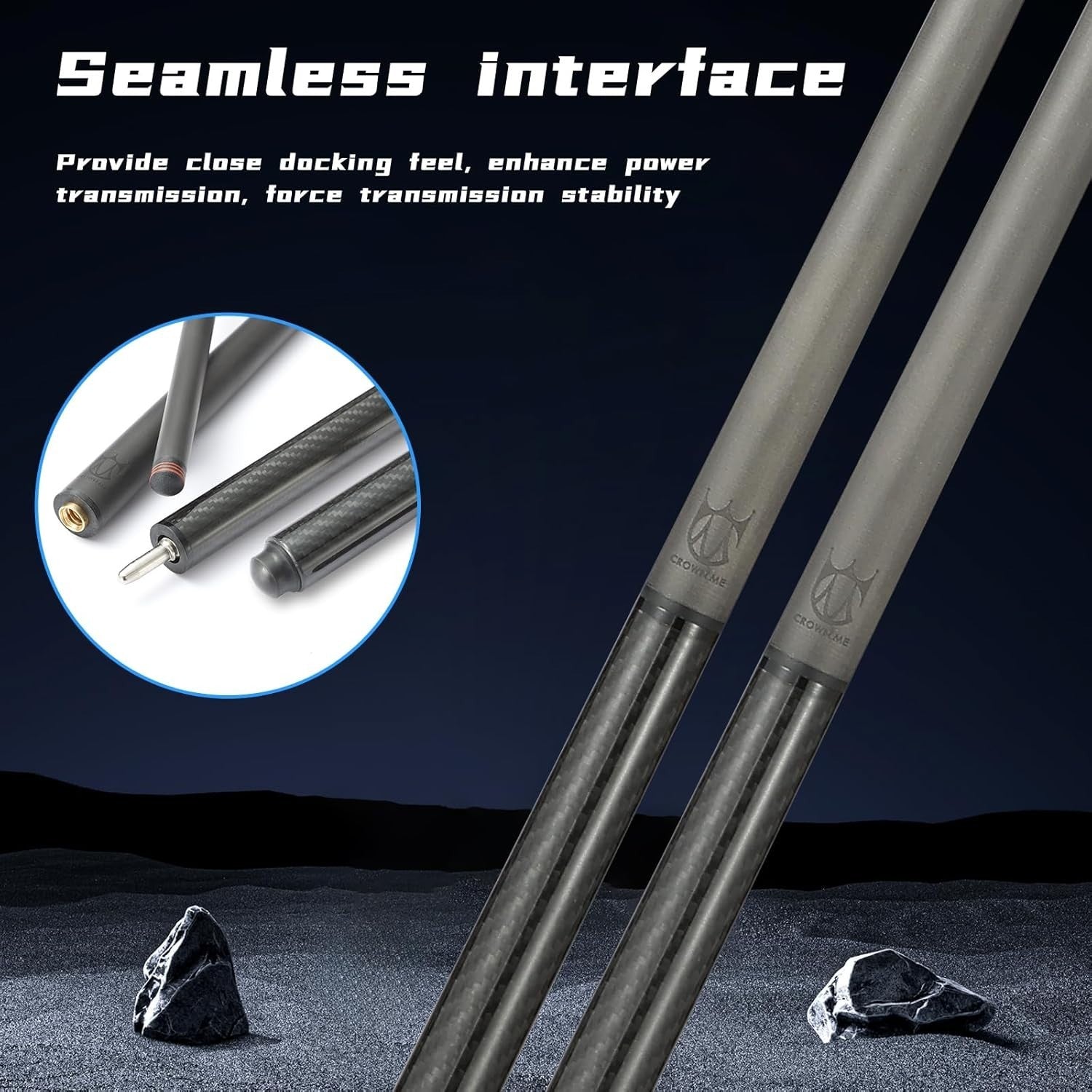 Low Deflection Pool Cue 20oz Carbon Shaft 12.5mm Tip Uni-Lock Grip