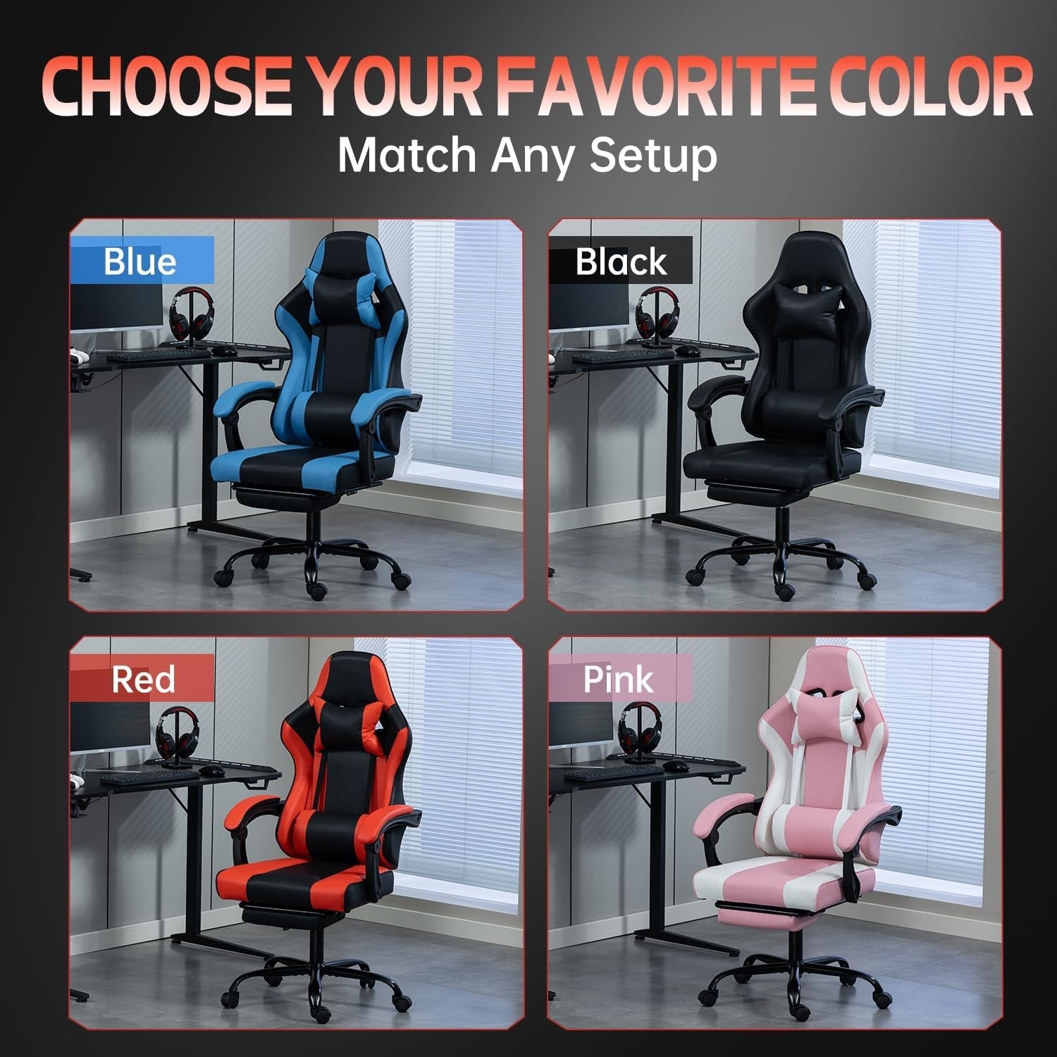 Ergonomic Gaming Chair Recliner Swivel Desk Chair Lumbar Support