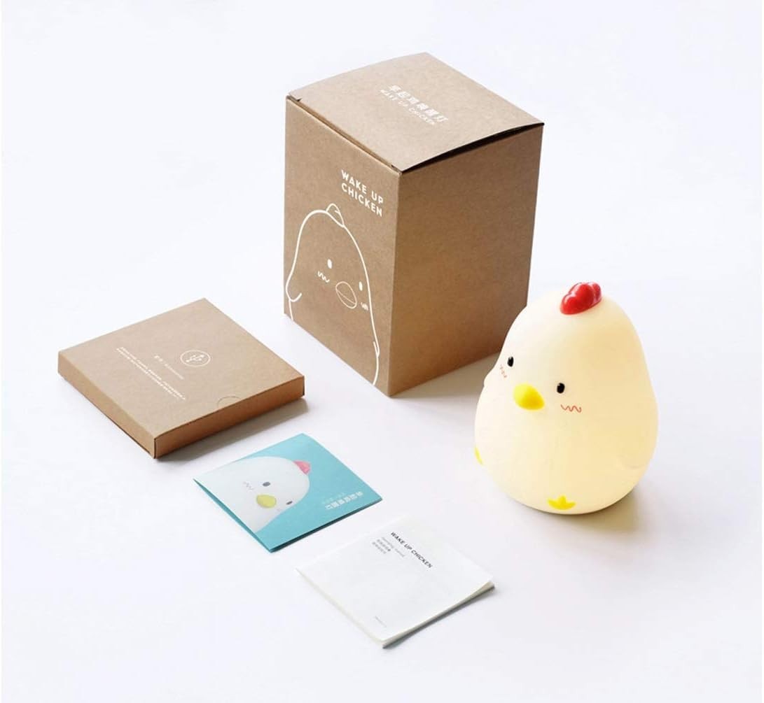 Cute Chicken Night Light Alarm Clock LED Snooze Rechargeable Yellow