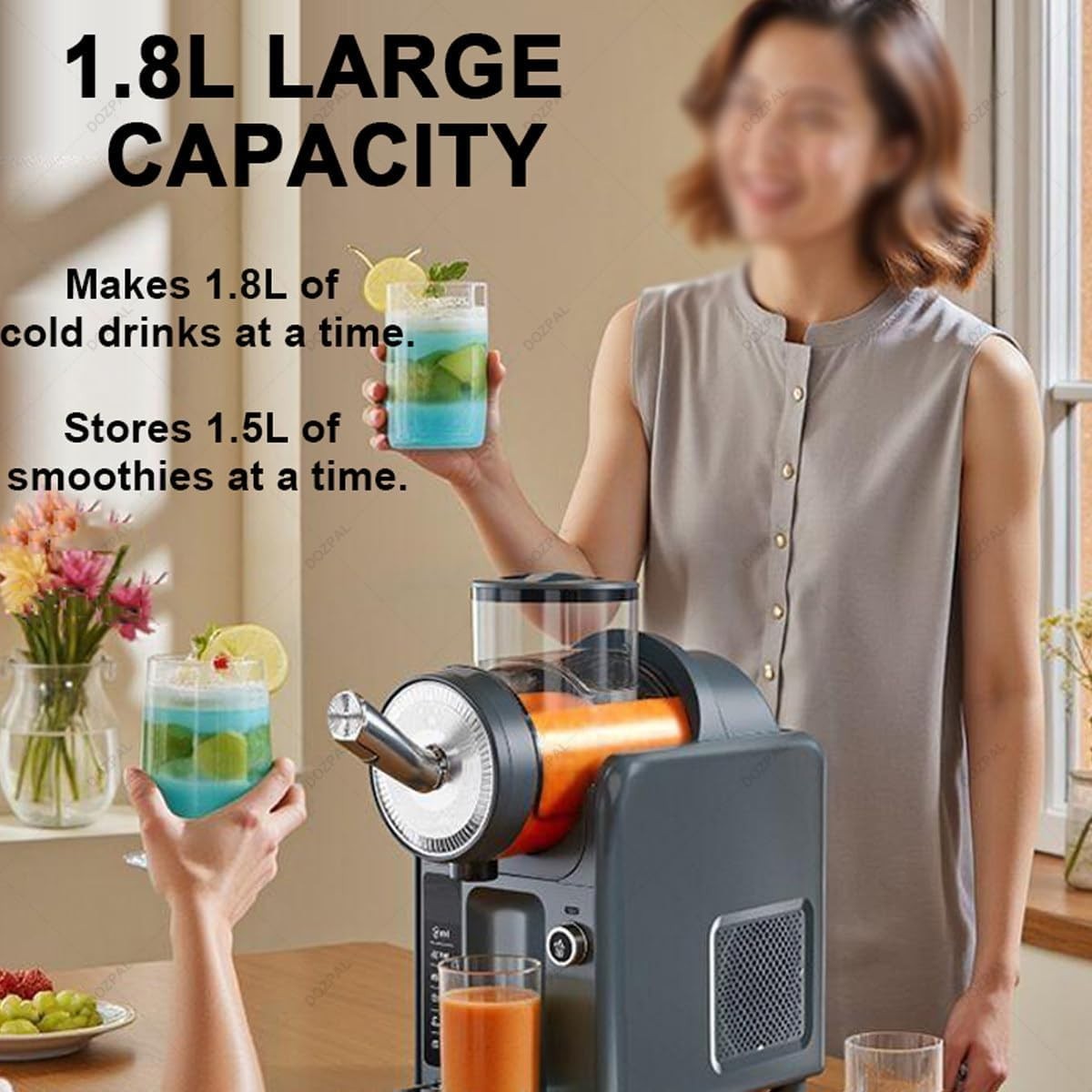 Frozen Slush Machine No Ice 1.8L Drink Maker Self Cleaning LED