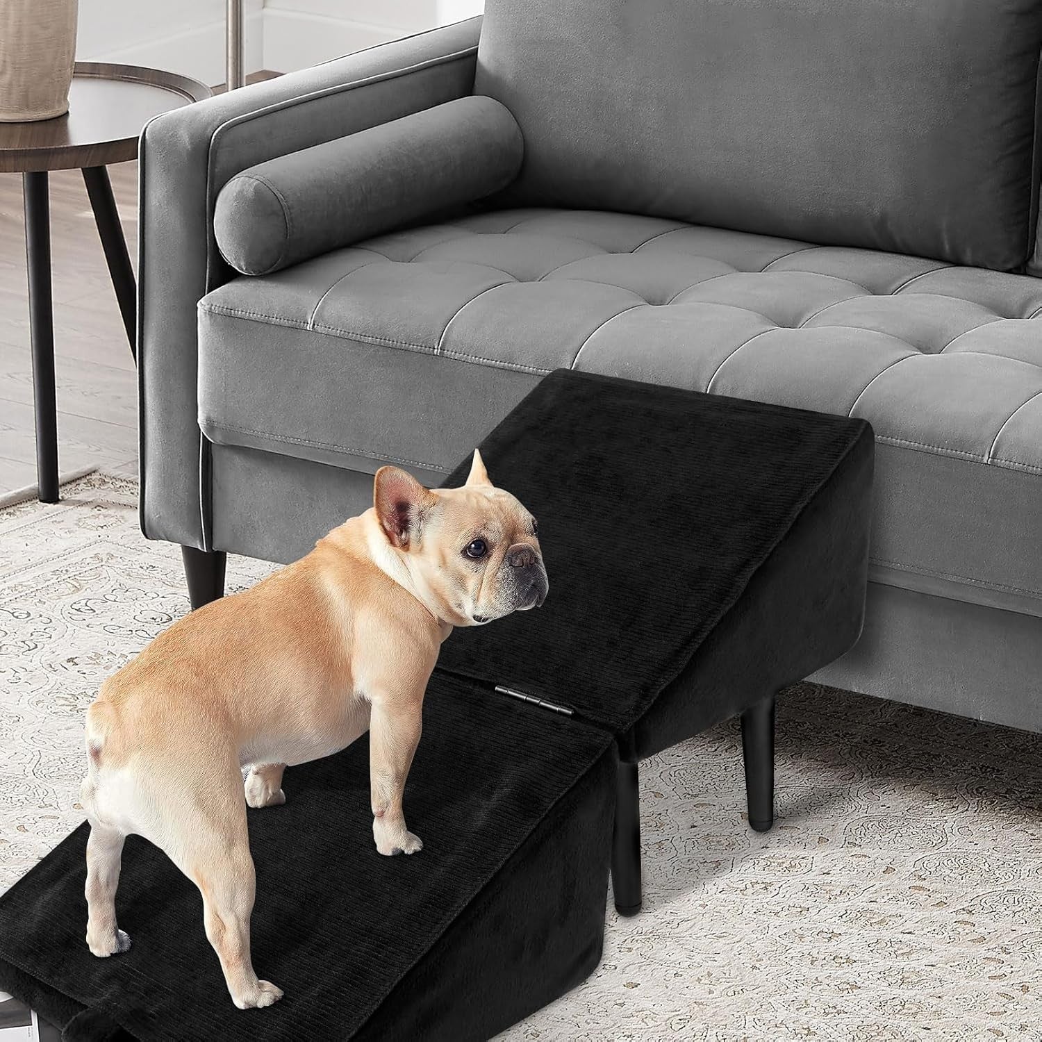 2‑in‑1 Foldable Dog Ramp & Ottoman Pet Steps – Non‑Slip Lightweight Ramp