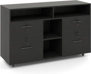 Black Wide Mobile File Cabinet 4 Drawer Lockable Lateral Printer Stand