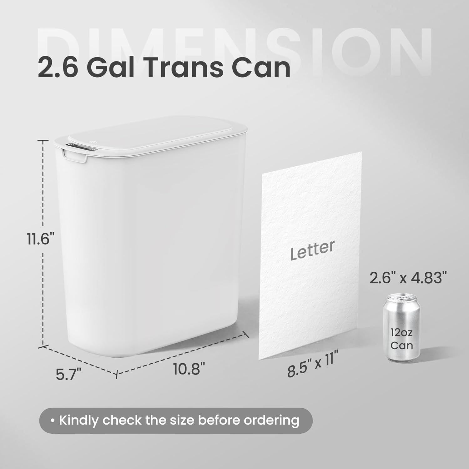 2.6G Touchless Motion Sensor Trash Can | Smart Bathroom Waste Bin